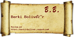 Berki Bolivár névjegykártya